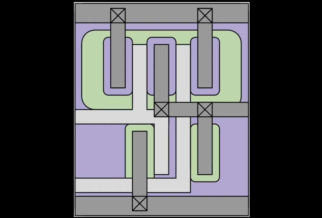 Simple 2-input NAND gate with four transistors